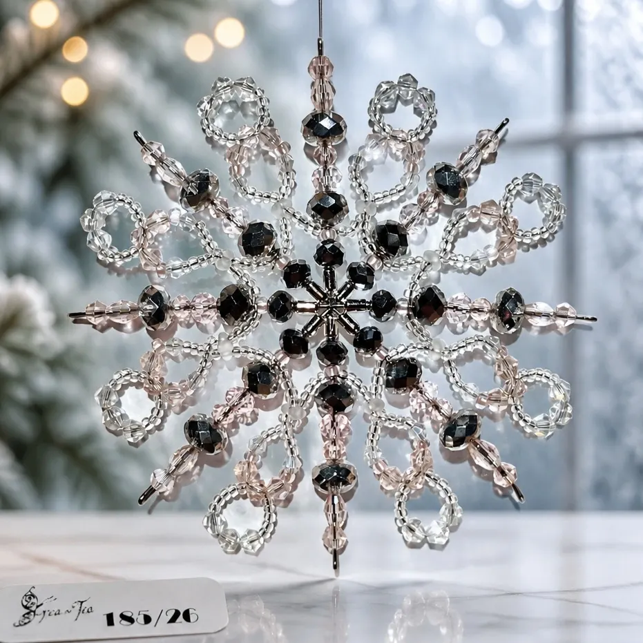 Korálková vánoční vločka – 10 cm 2